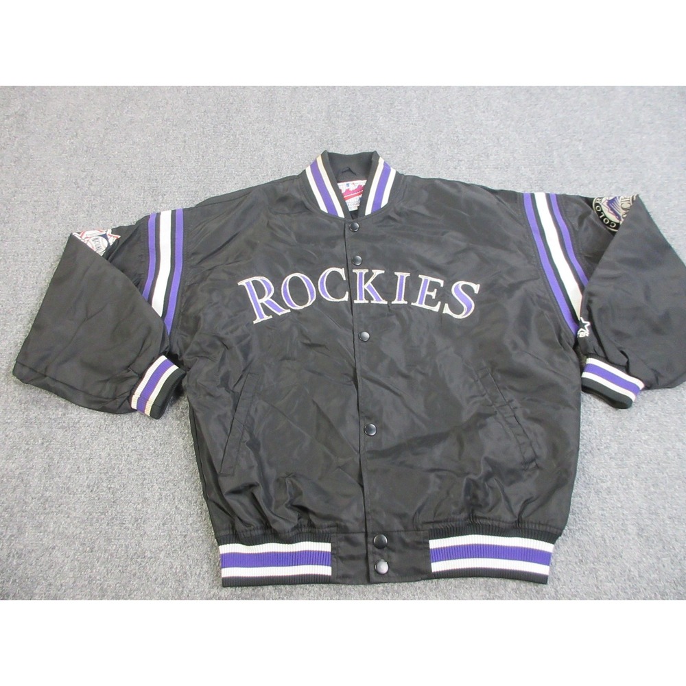 Vintage Colorado Rockies Jacket Coat Mens Large Black MLB Baseball Starter‎ 90s